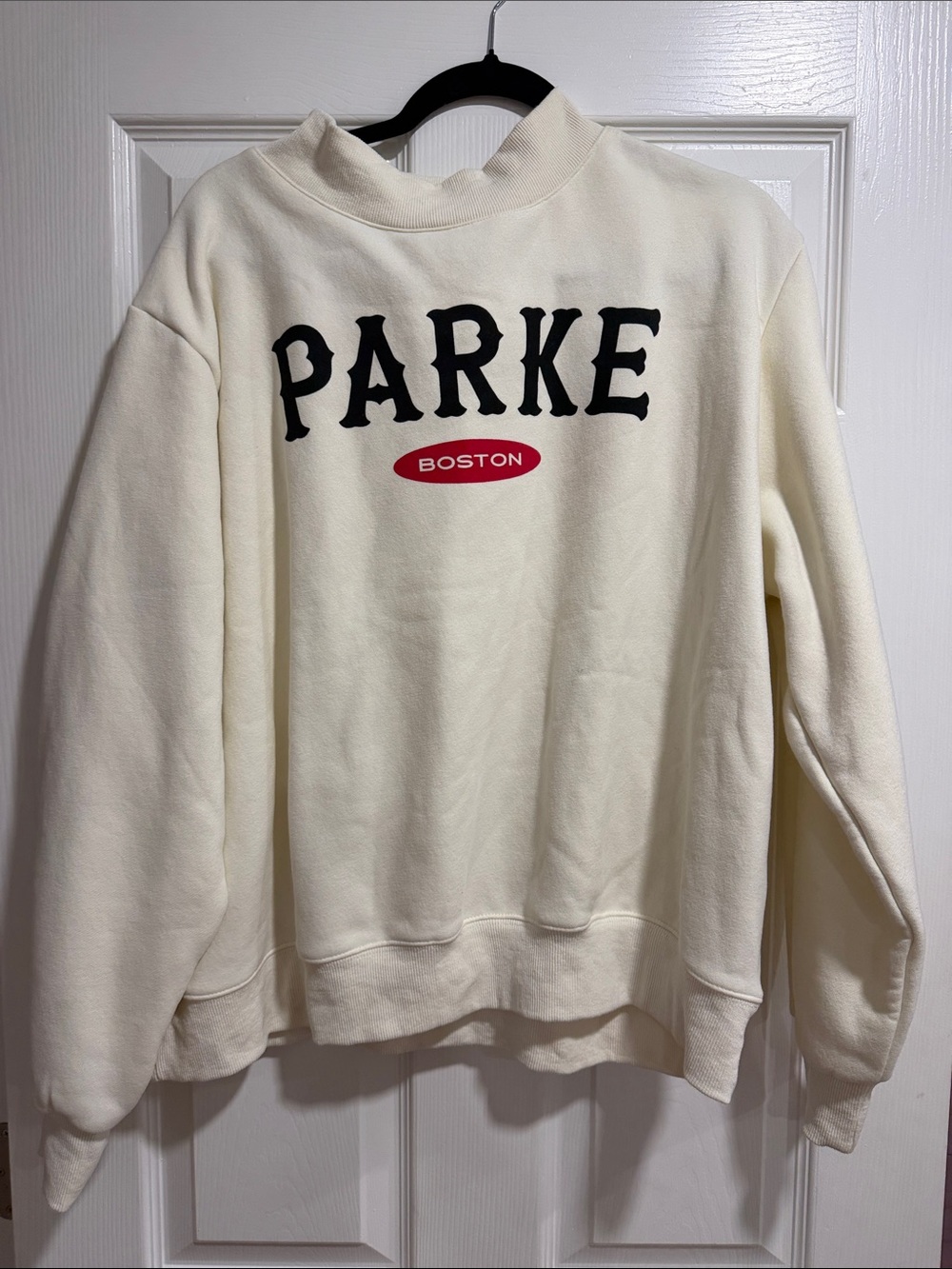 Parke Cream Crewneck Sweatshirt with Boston Emblem